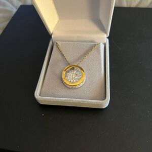 Gold and Silver Circular Pendant Necklace